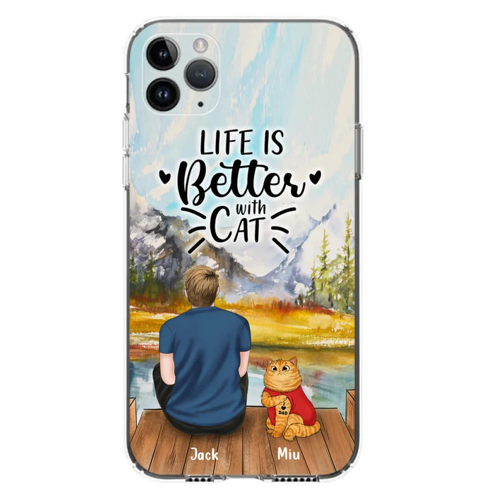 Custom Personalized Cat Dad Phone Case - Gifts For Cat Lovers With Upto 3 Cats - Best Cat Dad Ever - I Love Dad - Case For iPhone, Samsung And Xiaomi