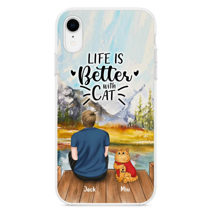 Custom Personalized Cat Dad Phone Case - Gifts For Cat Lovers With Upto 3 Cats - Best Cat Dad Ever - I Love Dad - Case For iPhone, Samsung And Xiaomi