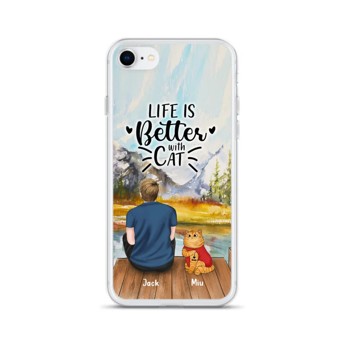 Custom Personalized Cat Dad Phone Case - Gifts For Cat Lovers With Upto 3 Cats - Best Cat Dad Ever - I Love Dad - Case For iPhone, Samsung And Xiaomi