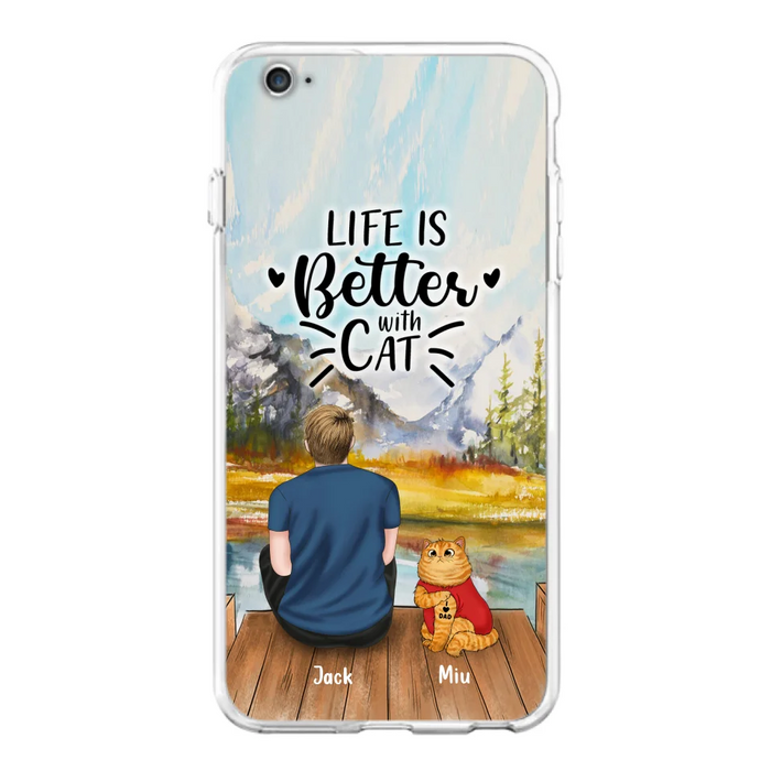 Custom Personalized Cat Dad Phone Case - Gifts For Cat Lovers With Upto 3 Cats - Best Cat Dad Ever - I Love Dad - Case For iPhone, Samsung And Xiaomi