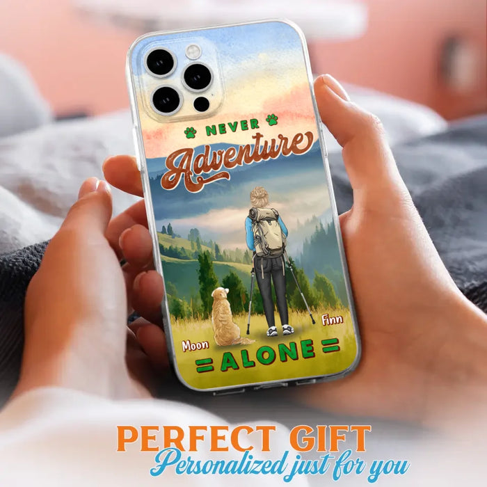 Custom Personalized Solo Hiking With Dogs Phone Case - Woman/Man With Upto 4 Dogs - Gift Idea For Hiking Lovers - Cases For iPhone and Samsung