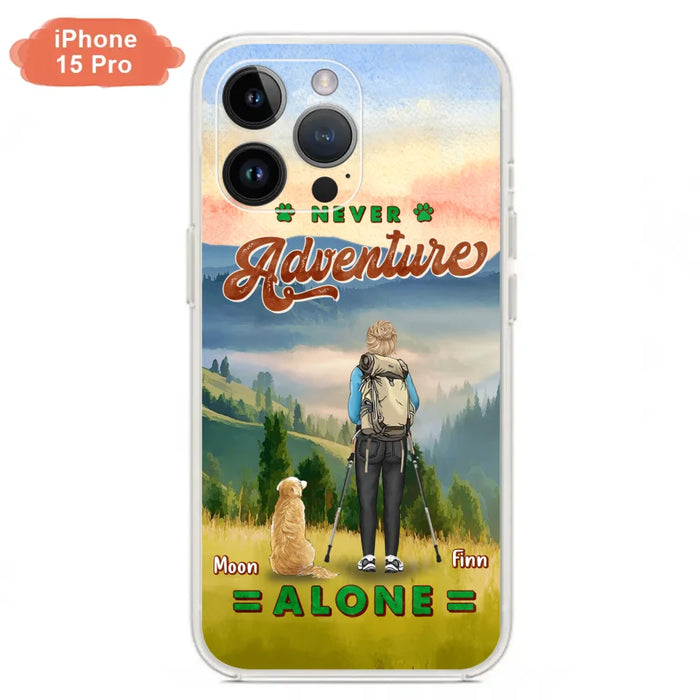 Custom Personalized Solo Hiking With Dogs Phone Case - Woman/Man With Upto 4 Dogs - Gift Idea For Hiking Lovers - Cases For iPhone and Samsung