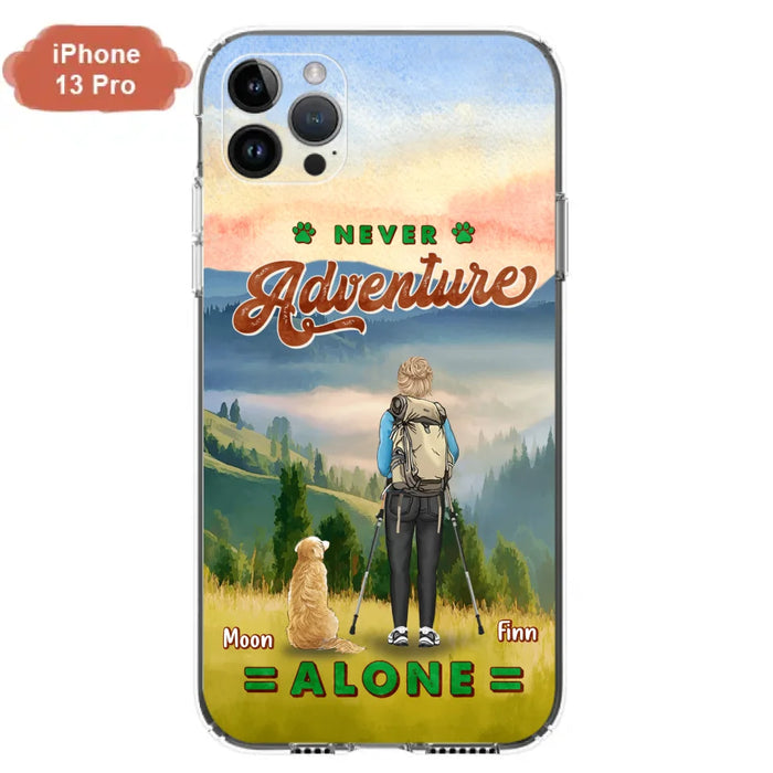 Custom Personalized Solo Hiking With Dogs Phone Case - Woman/Man With Upto 4 Dogs - Gift Idea For Hiking Lovers - Cases For iPhone and Samsung