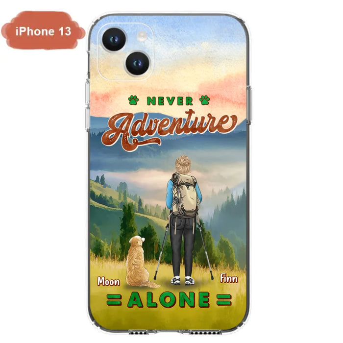 Custom Personalized Solo Hiking With Dogs Phone Case - Woman/Man With Upto 4 Dogs - Gift Idea For Hiking Lovers - Cases For iPhone and Samsung