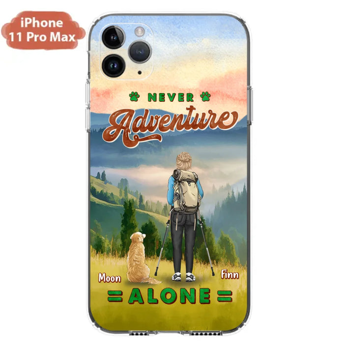 Custom Personalized Solo Hiking With Dogs Phone Case - Woman/Man With Upto 4 Dogs - Gift Idea For Hiking Lovers - Cases For iPhone and Samsung