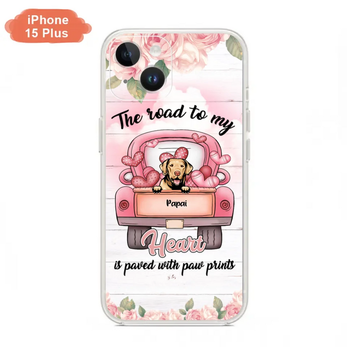 Custom Personalized Dog Phone Case - Best Gifts For Dog Lovers With Upto 5 Dogs - The Road To My Heart Is Paved With Paw Prints