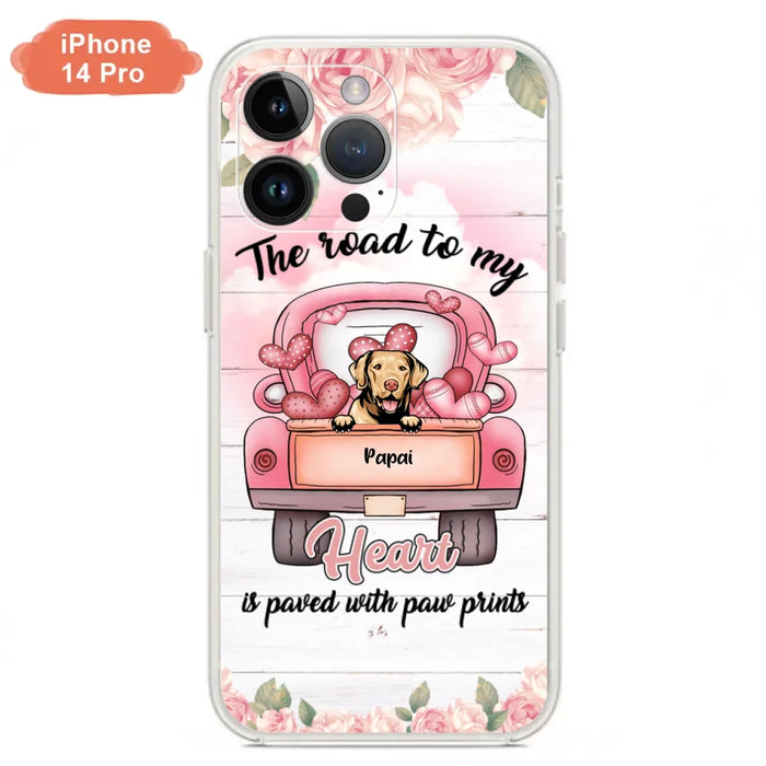 Custom Personalized Dog Phone Case - Best Gifts For Dog Lovers With Upto 5 Dogs - The Road To My Heart Is Paved With Paw Prints