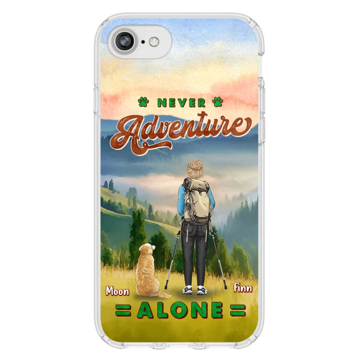 Custom Personalized Solo Hiking With Dogs Phone Case - Woman/Man With Upto 4 Dogs - Gift Idea For Hiking Lovers - Cases For iPhone and Samsung