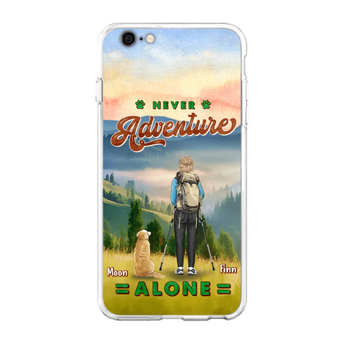 Custom Personalized Solo Hiking With Dogs Phone Case - Woman/Man With Upto 4 Dogs - Gift Idea For Hiking Lovers - Cases For iPhone and Samsung