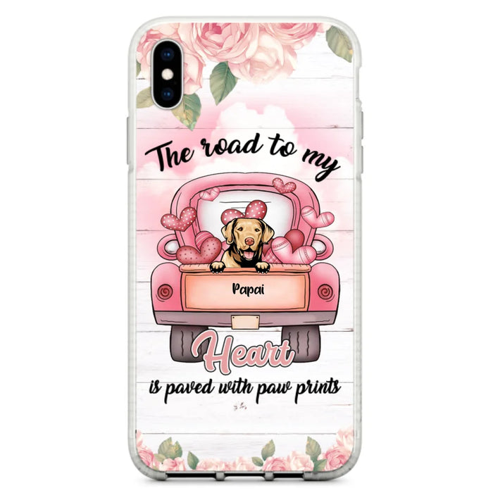 Custom Personalized Dog Phone Case - Best Gifts For Dog Lovers With Upto 5 Dogs - The Road To My Heart Is Paved With Paw Prints