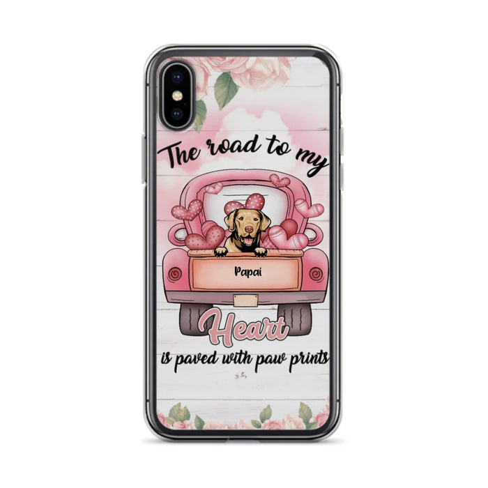 Custom Personalized Dog Phone Case - Best Gifts For Dog Lovers With Upto 5 Dogs - The Road To My Heart Is Paved With Paw Prints