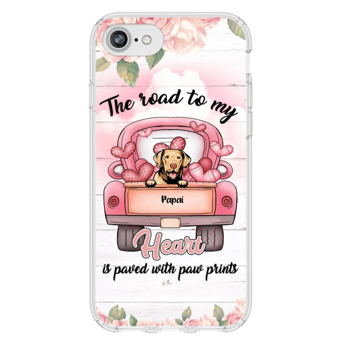 Custom Personalized Dog Phone Case - Best Gifts For Dog Lovers With Upto 5 Dogs - The Road To My Heart Is Paved With Paw Prints