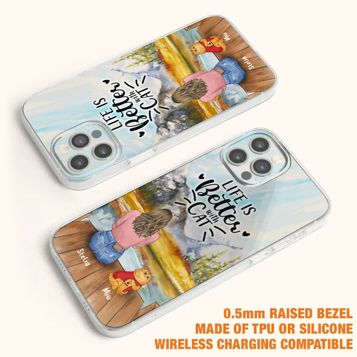 Custom Personalized Cat Mom Phone Case - Gifts For Cat Lovers With Upto 3 Cats - Home Is Where The Paws Are - I Love Mom - Case For iPhone, Samsung And Xiaomi