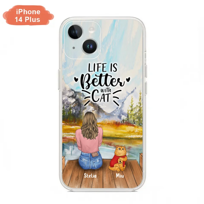 Custom Personalized Cat Mom Phone Case - Gifts For Cat Lovers With Upto 3 Cats - Home Is Where The Paws Are - I Love Mom - Case For iPhone, Samsung And Xiaomi