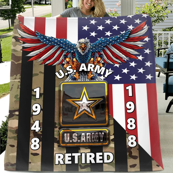 Custom Personalized Veteran Quilt/ Fleece Throw Blanket - Gift Idea For Veteran