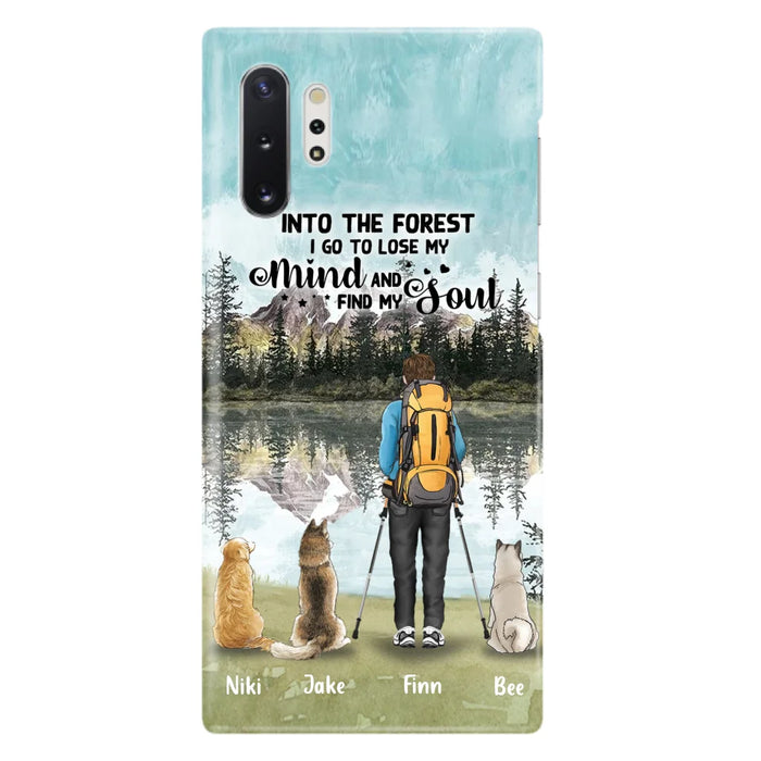 Custom Personalized Solo Hiking With Dogs Phone Case - Woman/Man With Upto 3 Pets - Case For iPhone and Samsung - Q67GXN