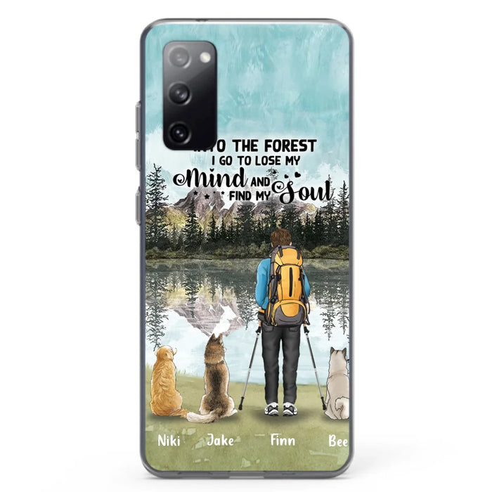 Custom Personalized Solo Hiking With Dogs Phone Case - Woman/Man With Upto 3 Pets - Case For iPhone and Samsung - Q67GXN