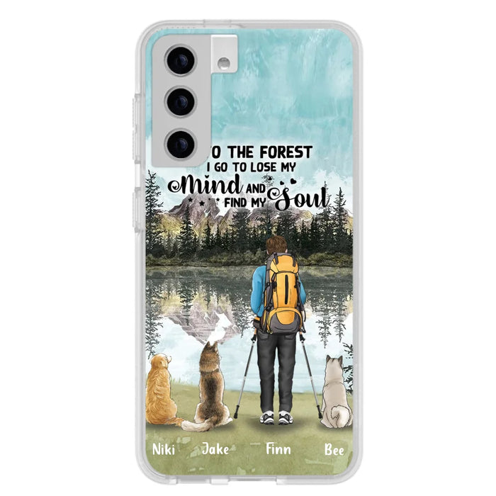 Custom Personalized Solo Hiking With Dogs Phone Case - Woman/Man With Upto 3 Pets - Case For iPhone and Samsung - Q67GXN