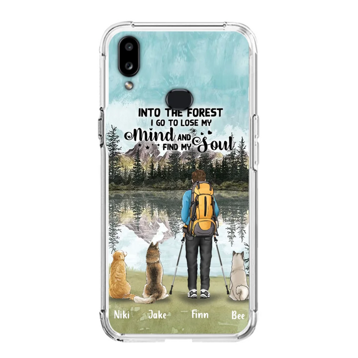 Custom Personalized Solo Hiking With Dogs Phone Case - Woman/Man With Upto 3 Pets - Case For iPhone and Samsung - Q67GXN