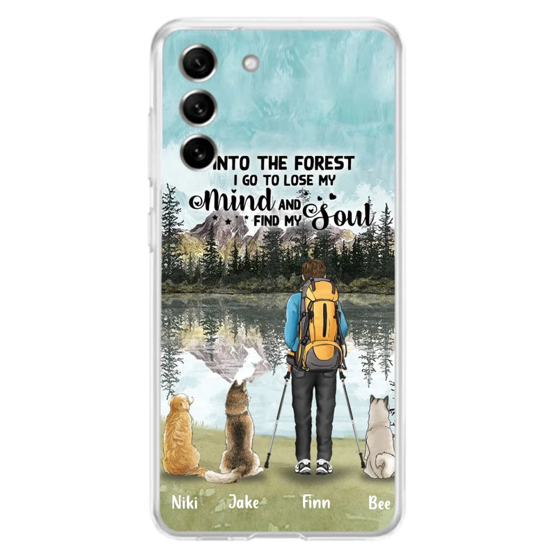Personalized Solo Hiking With Dogs Phone Case - Woman/Man With Up to 3 Pets - Case For iPhone and Samsung - Q67GXN