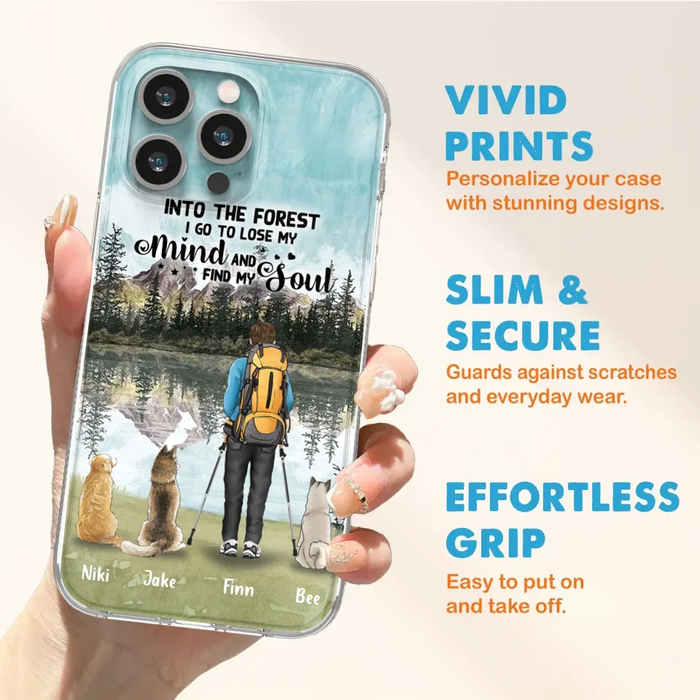 Custom Personalized Solo Hiking With Dogs Phone Case - Woman/Man With Upto 3 Pets - Case For iPhone and Samsung - Q67GXN