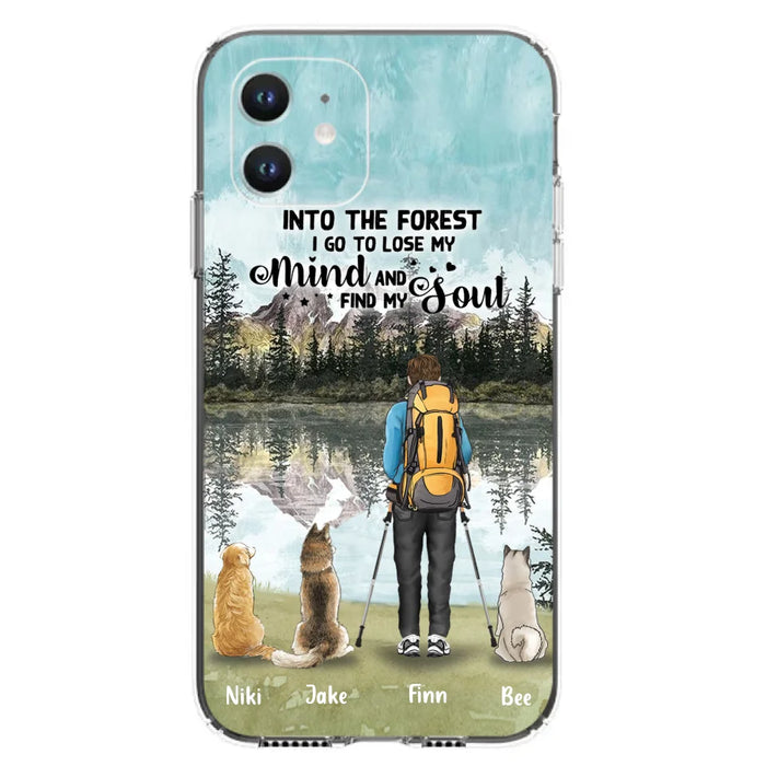 Custom Personalized Solo Hiking With Dogs Phone Case - Woman/Man With Upto 3 Pets - Case For iPhone and Samsung - Q67GXN