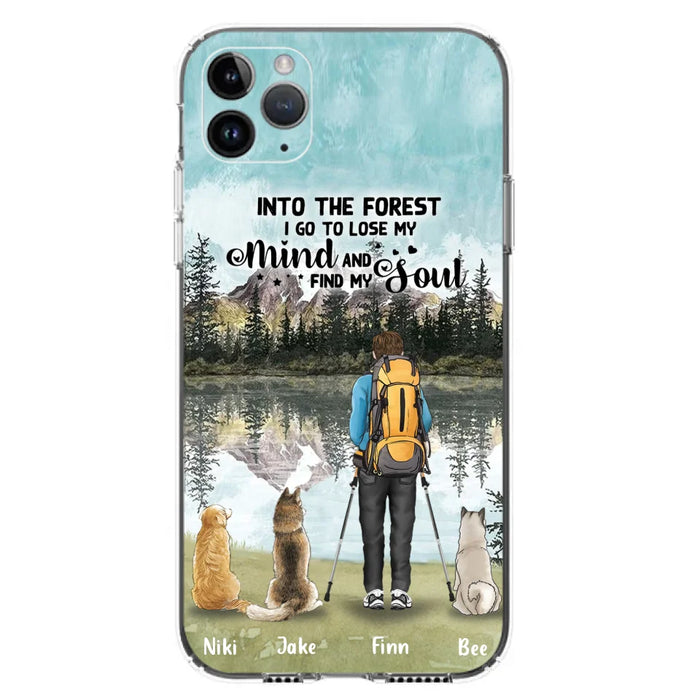 Custom Personalized Solo Hiking With Dogs Phone Case - Woman/Man With Upto 3 Pets - Case For iPhone and Samsung - Q67GXN