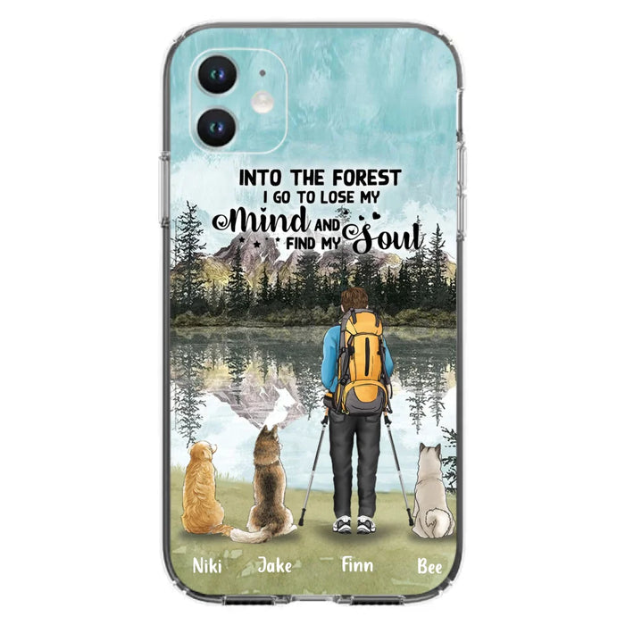 Custom Personalized Solo Hiking With Dogs Phone Case - Woman/Man With Upto 3 Pets - Case For iPhone and Samsung - Q67GXN