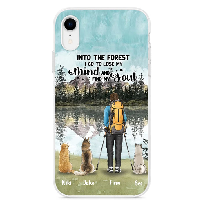 Custom Personalized Solo Hiking With Dogs Phone Case - Woman/Man With Upto 3 Pets - Case For iPhone and Samsung - Q67GXN