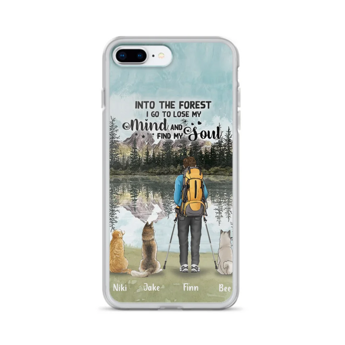 Custom Personalized Solo Hiking With Dogs Phone Case - Woman/Man With Upto 3 Pets - Case For iPhone and Samsung - Q67GXN