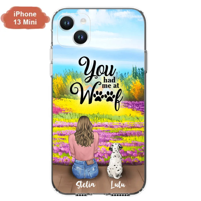 Custom Personalized Dog Mom With Flowers Background Phone Case - Gifts For Dog Lovers With Upto 4 Dogs - You Had Me At Woof - Case For iPhone, Samsung And Xiaomi - L4E2ZU