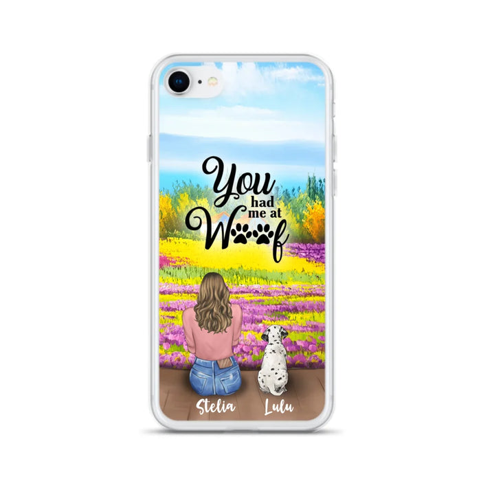 Custom Personalized Dog Mom With Flowers Background Phone Case - Gifts For Dog Lovers With Upto 4 Dogs - You Had Me At Woof - Case For iPhone, Samsung And Xiaomi - L4E2ZU