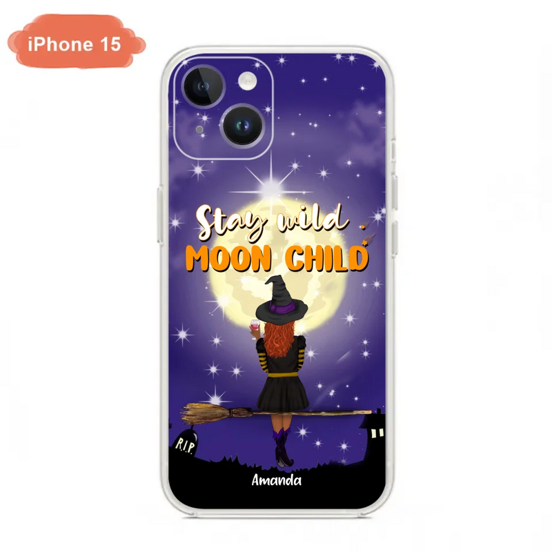 Custom Personalized Witchy Phone Case - Up to 3 Pets- Stay Wild Moon Child - Phone Case For iPhone, Samsung - OCEL9Z