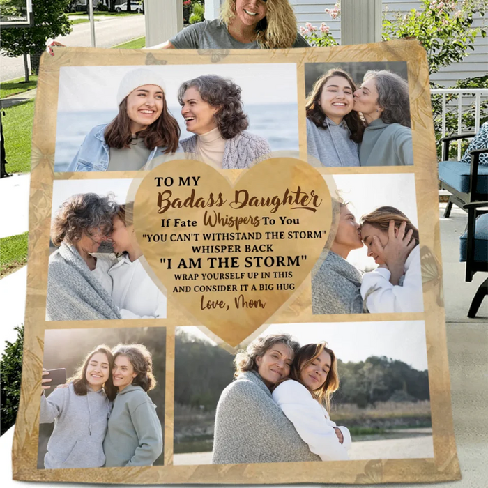 Custom Personalized To My Daughter Fleece Throw Blanket - Gift Idea For Daughter From Mom - Upload Photos