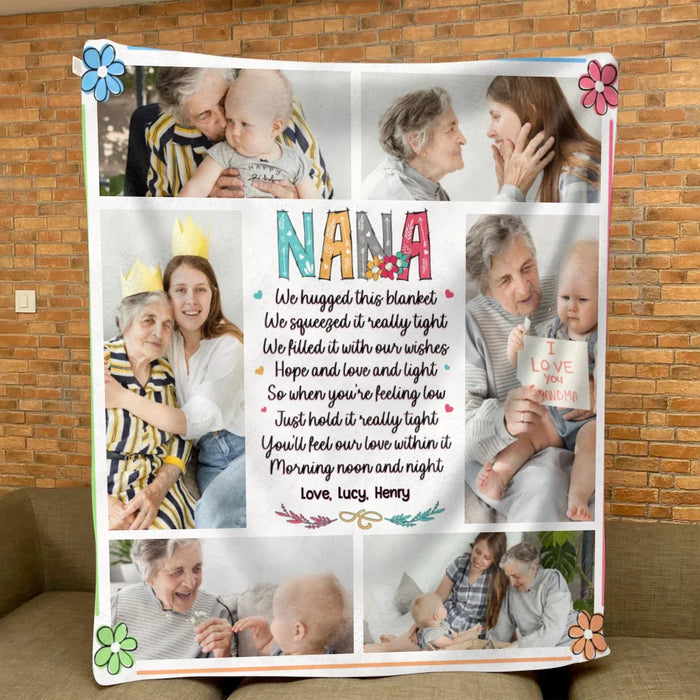 Custom Personalized Nana Quilt/ Fleece Throw Blanket - Gift Idea For Grandma From Grandkid - Upload Photos