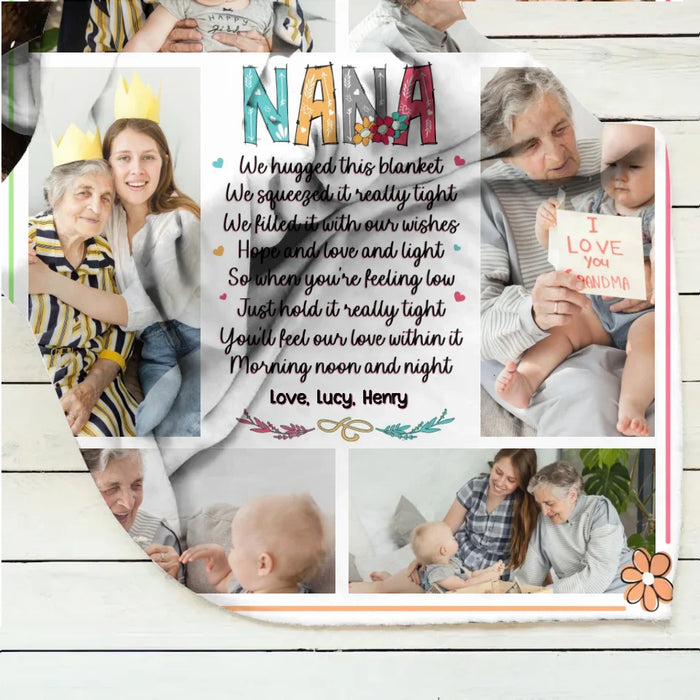 Custom Personalized Nana Quilt/ Fleece Throw Blanket - Gift Idea For Grandma From Grandkid - Upload Photos