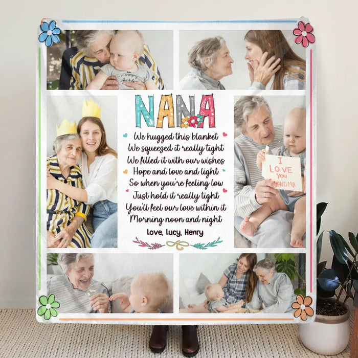 Custom Personalized Nana Quilt/ Fleece Throw Blanket - Gift Idea For Grandma From Grandkid - Upload Photos