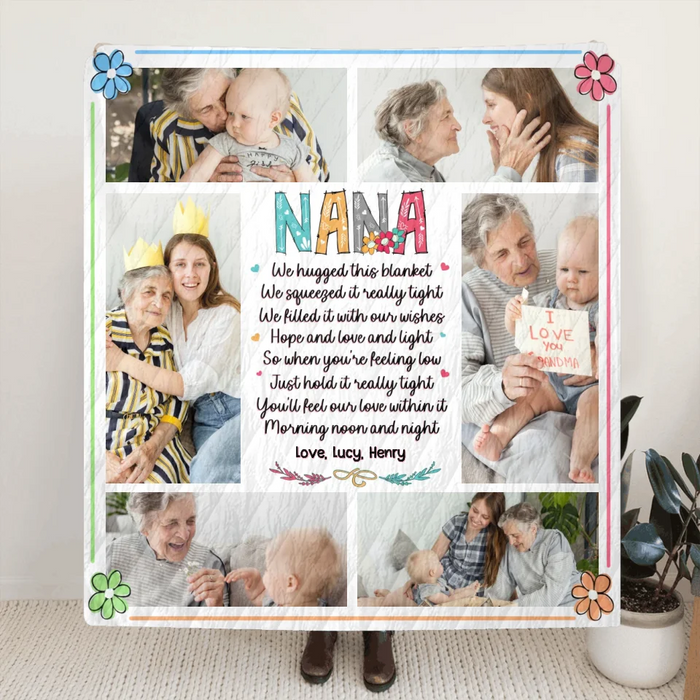 Custom Personalized Nana Quilt/ Fleece Throw Blanket - Gift Idea For Grandma From Grandkid - Upload Photos