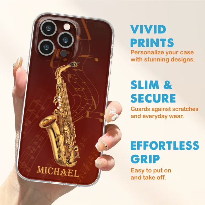 Custom Personalized Saxophone Phone Case For iPhone, Samsung and Xiaomi