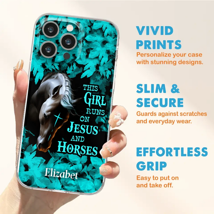 Custom Personalized Horse Girl Phone case - Case For iPhone And Samsung - This Girl Runs On Jesus And Horses