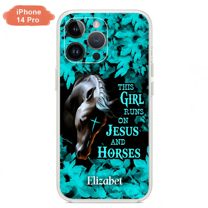 Custom Personalized Horse Girl Phone case - Case For iPhone And Samsung - This Girl Runs On Jesus And Horses