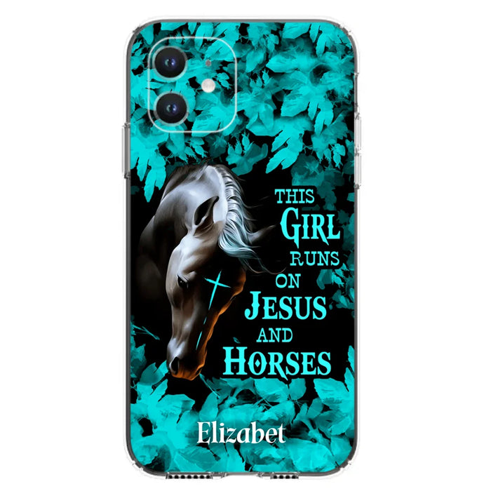 Custom Personalized Horse Girl Phone case - Case For iPhone And Samsung - This Girl Runs On Jesus And Horses