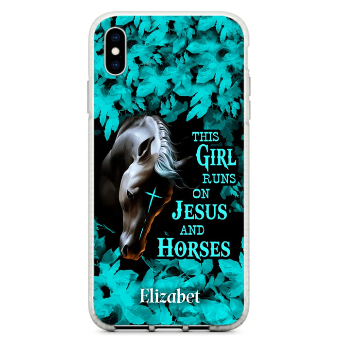 Custom Personalized Horse Girl Phone case - Case For iPhone And Samsung - This Girl Runs On Jesus And Horses