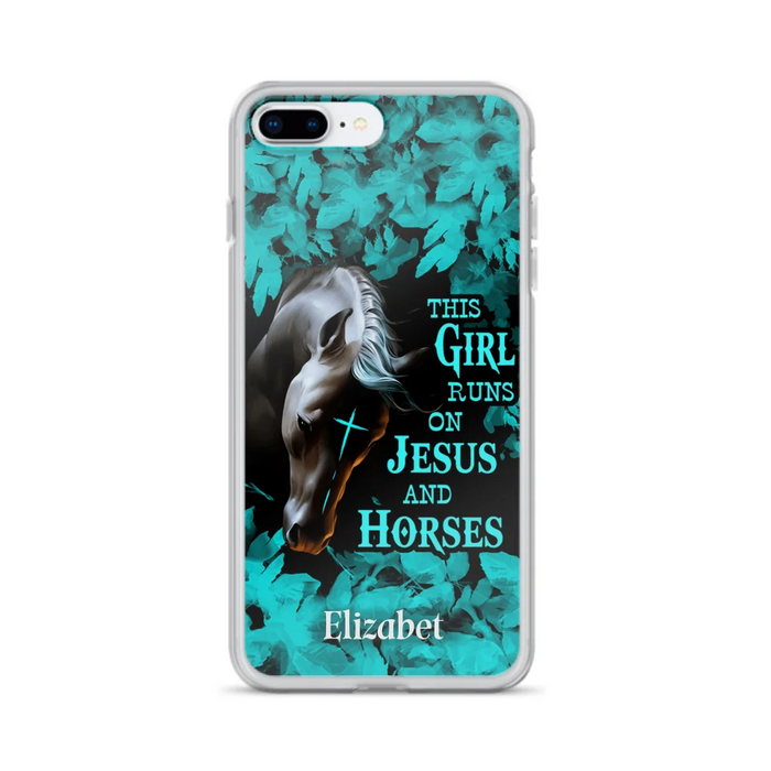 Custom Personalized Horse Girl Phone case - Case For iPhone And Samsung - This Girl Runs On Jesus And Horses