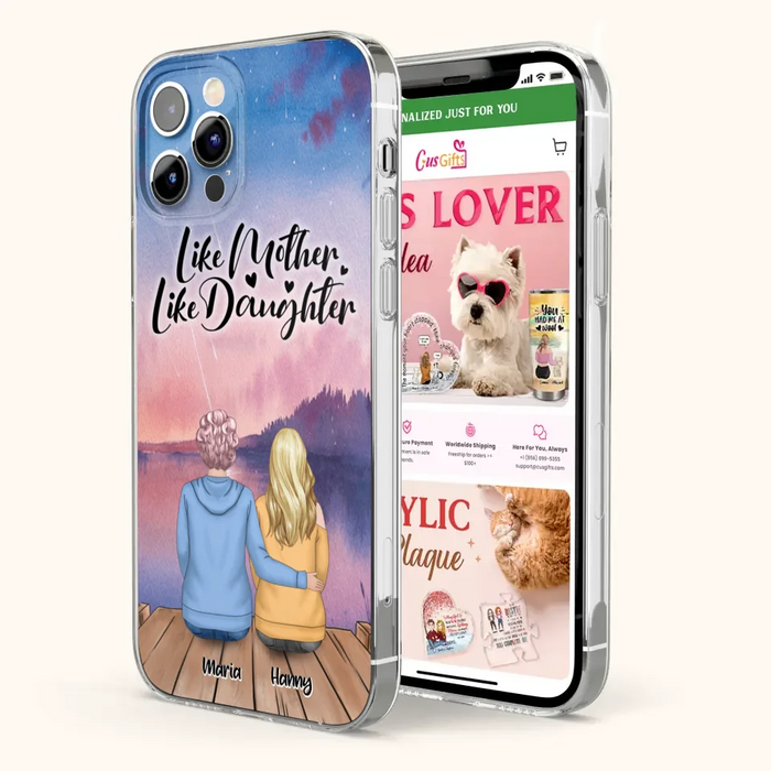 Custom Personalized Mom Phone Case - Gifts For Dog Lovers With Upto 3 Dogs - Like Mother Like Daughter