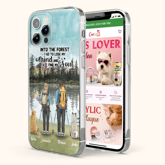 Custom Personalized Hiking Couple With Dogs Phone Case - Couple With Upto 2 Pets - Case For iPhone and Samsung - Q67GXN