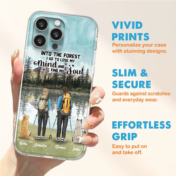 Custom Personalized Hiking Couple With Dogs Phone Case - Couple With Upto 2 Pets - Case For iPhone and Samsung - Q67GXN