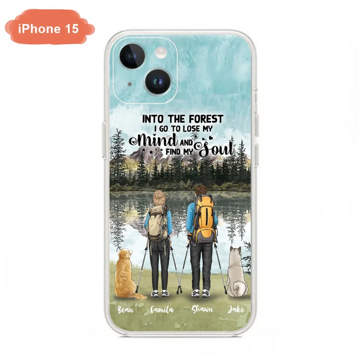 Custom Personalized Hiking Couple With Dogs Phone Case - Couple With Upto 2 Pets - Case For iPhone and Samsung - Q67GXN