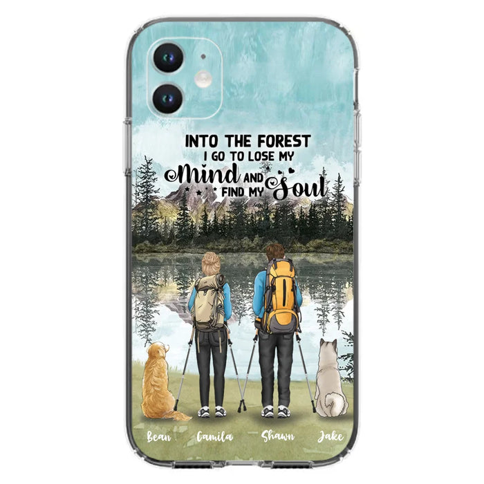 Custom Personalized Hiking Couple With Dogs Phone Case - Couple With Upto 2 Pets - Case For iPhone and Samsung - Q67GXN