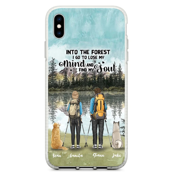 Custom Personalized Hiking Couple With Dogs Phone Case - Couple With Upto 2 Pets - Case For iPhone and Samsung - Q67GXN